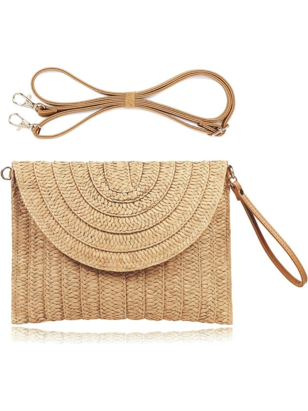 Woven Straw Clutch Handbag for Women | Summer Beach Purse | Stylish Envelope Bag